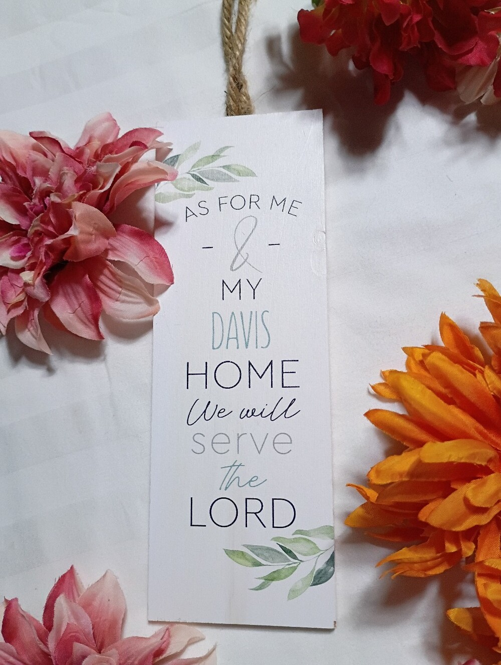 Personalized White Wall Sign – 'As For Me & My Davis House'
